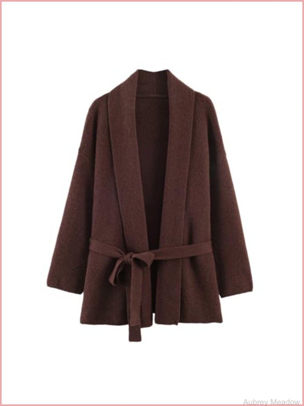 Belted Wrap Knit Cardigan Loose Fit V Neck Long Sleeve Sweater Outwear